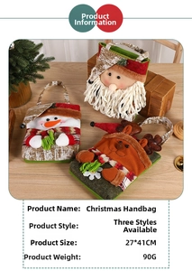 Three 3D cartoon Christmas gift bags with Santa, snowman and reindeer designs