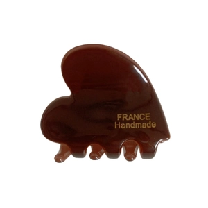 Dark brown acetic acid heart hair claw clip with gold France Handmade logo engraving
