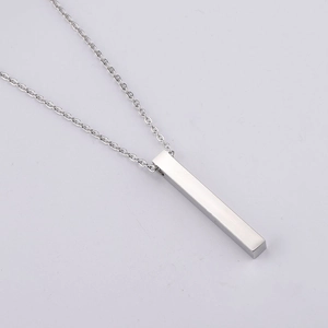 Collana barretta argento minimalista in acciaio inossidabile con catena a maglie