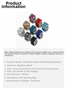 Macro detail of colorful rhinestone stainless steel large hole beads for DIY jewelry making