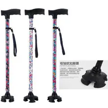 Detail of pivoting all-terrain base and ergonomic T-handle on floral aluminum cane