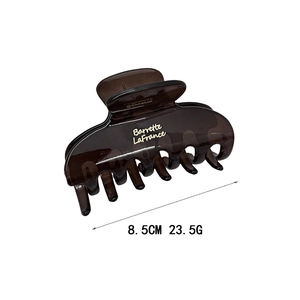 Transparent dark brown shark hair claw clip in 8.5cm size for elegant women hair styling