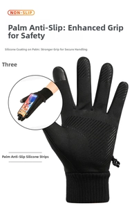 Winter touchscreen gloves with non-slip silicone palm grips and ribbed cuffs for cycling