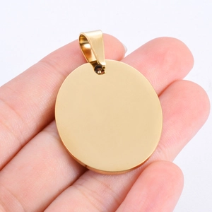 Stainless steel blank round gold pendant DIY custom engraving dog tag jewelry accessory