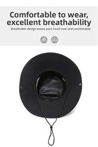 Dettaglio della fodera in rete traspirante e coulisse regolabile sul cappello nero