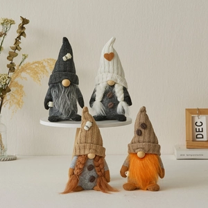 Knitted coffee gnome plush ornaments in assorted colors for home kitchen and cafe decor