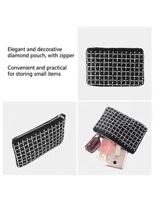 Sparkly rhinestone grid evening handbag for women with spacious storage for essentials