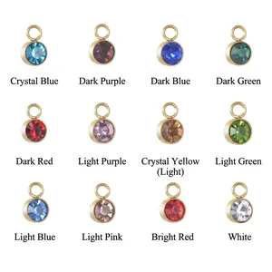 Set di ciondoli in cristallo 12 colori in acciaio inossidabile placcato oro 18K