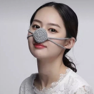 Handmade crochet nose warmer in grey yarn for fun party props and cold weather