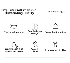 Infographic showing double-tier waterproof bathroom organizer features and thick material