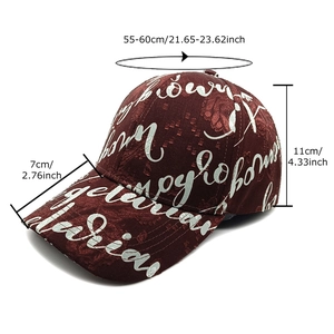 Unisex burgundy baseball cap with white script print and curved brim sun protection