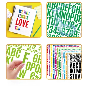 Waterproof vinyl letter and number stickers set with multi-color self-adhesive decals