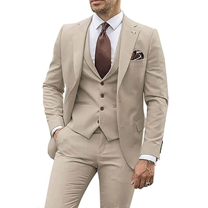Men Business Suits Jacket Vest Pants Slim Fit Notch Lapel Polyester For Wedding Banquet Groom Groomsman Official