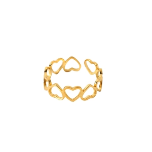 18K gold plated stainless steel open ring featuring a minimalist hollow heart design