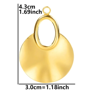 Detailed dimension guide for the 18k gold-plated geometric round pendant for DIY jewelry