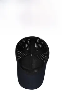 Detail of laser-perforated breathable holes on a quick-dry baseball cap side