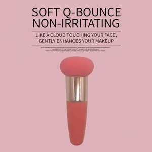 Rosa Pilzkopf Make-up Schwamm Pinsel mit korallenfarbenem Griff für Foundation