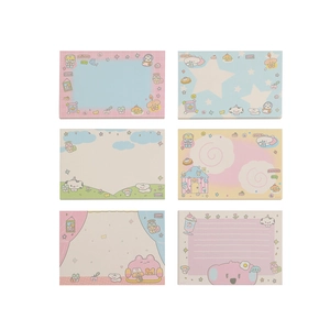 Set of 6 cute cartoon animal memo pads in pastel pink and blue for school stationery