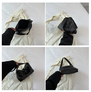 Vues détaillées d'un sac baguette à paillettes noires brillantes pour femmes chic
