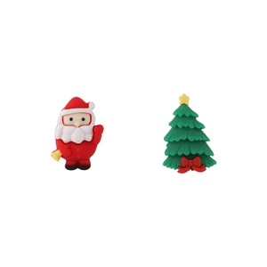 Detail view of cute Santa Claus and green Christmas tree DIY resin earring accessories