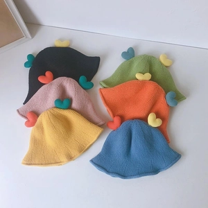 Baby Knitted Fisherman Hat Polyester Warm Breathable Cute Heart Decor For Toddler Newborn Infants Girls Boys