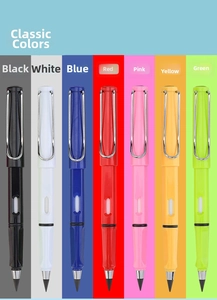 Inkless eternal pencils in 7 vibrant colors with ergonomic grip and metal clips