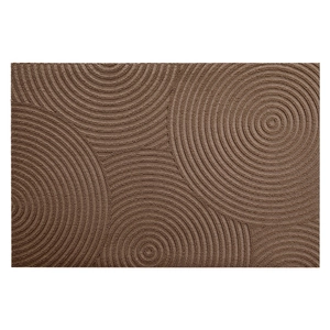 Detailed top view of brown non-slip door mat with concentric circle textured pattern