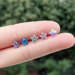 Stern Ohrstecker Titanstahl Zirkonia Schraubverschluss Knorpel Piercing Schmuck Für Damen