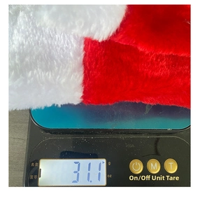 Detailed view of lightweight mini plush Christmas tree skirt weighing only 31.1g
