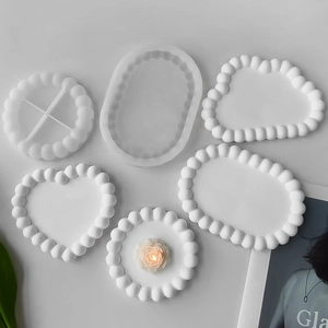 Silicone Bubble Edge Coaster Tray Mold For Resin Casting DIY Handmade Heart Cloud Round Shapes Craft