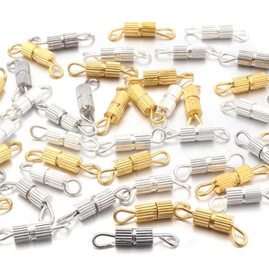Gold and silver vertical stripe screw clasps for DIY jewelry necklaces and bracelets