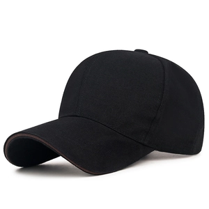 Classic black cotton baseball cap with stylish brown brim piping edge for men and women