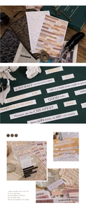 Detailed view of vintage gold foil English quote stickers for DIY journaling and scrapbooking