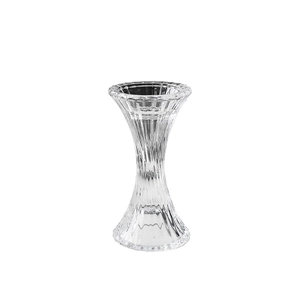 Nordic clear ribbed glass candle holder with elegant hourglass shape for table decor