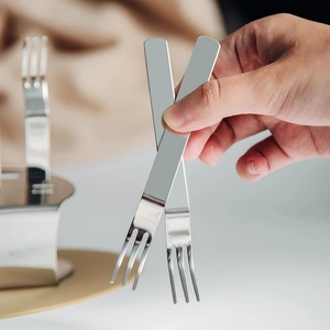 Set di 6 forchette da frutta minimaliste in acciaio inossidabile 304 per dolci e snack