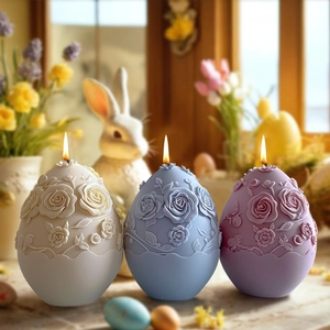 Coffret bougies parfumées en forme d'œuf à relief floral pour Pâques et déco