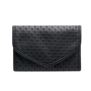 Bolsa de joyería portátil en cuero trenzado negro con diseño de sobre para viaje