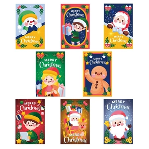 Lot de 8 autocollants de Noël pour bouteilles de vin avec motifs de Père Noël et elfes