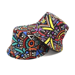 Ethnic geometric pattern bucket hats for men and women with colorful folk print design