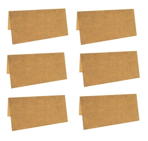 Set of six brown kraft paper folding place cards arranged in a clean 2x3 grid layout
