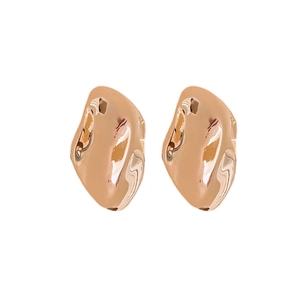 Irregular lava style rose gold stud earrings with a polished finish for women