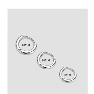 Detailed comparison of 8mm, 10mm, and 12mm silver minimalist hoop earrings