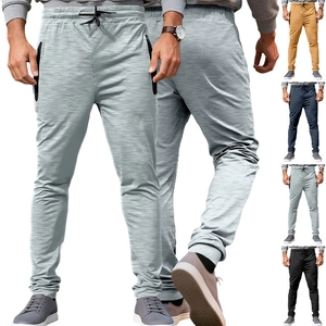 Men's Joggers Polyester Knitted Drawstring Waist Zipper Pockets Breathable Casual Sports Slim Fit Sweatpants