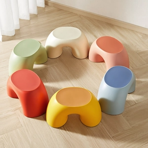 Nordic style colorful rainbow plastic stools in macaron colors for home living room
