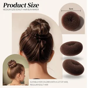 Close-up of a 5cm medium size donut hair bun maker for elegant hairstyles and kids' hair