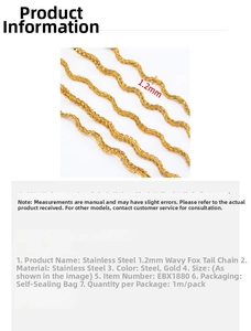 Detailed view of 1.2mm stainless steel wave foxtail chain for DIY jewelry making