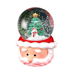 Luminous Santa Claus crystal ball with interior Christmas tree and snowman scene