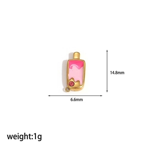 Pink ice cream enamel charm detail showing dimensions 14.8x6.6mm and 1g weight