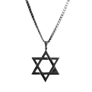 Black stainless steel Star of David pendant on a Cuban chain for men and women