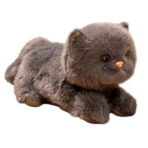 Lindo gato de peluche gris British Shorthair en posición tumbada regalo para niños